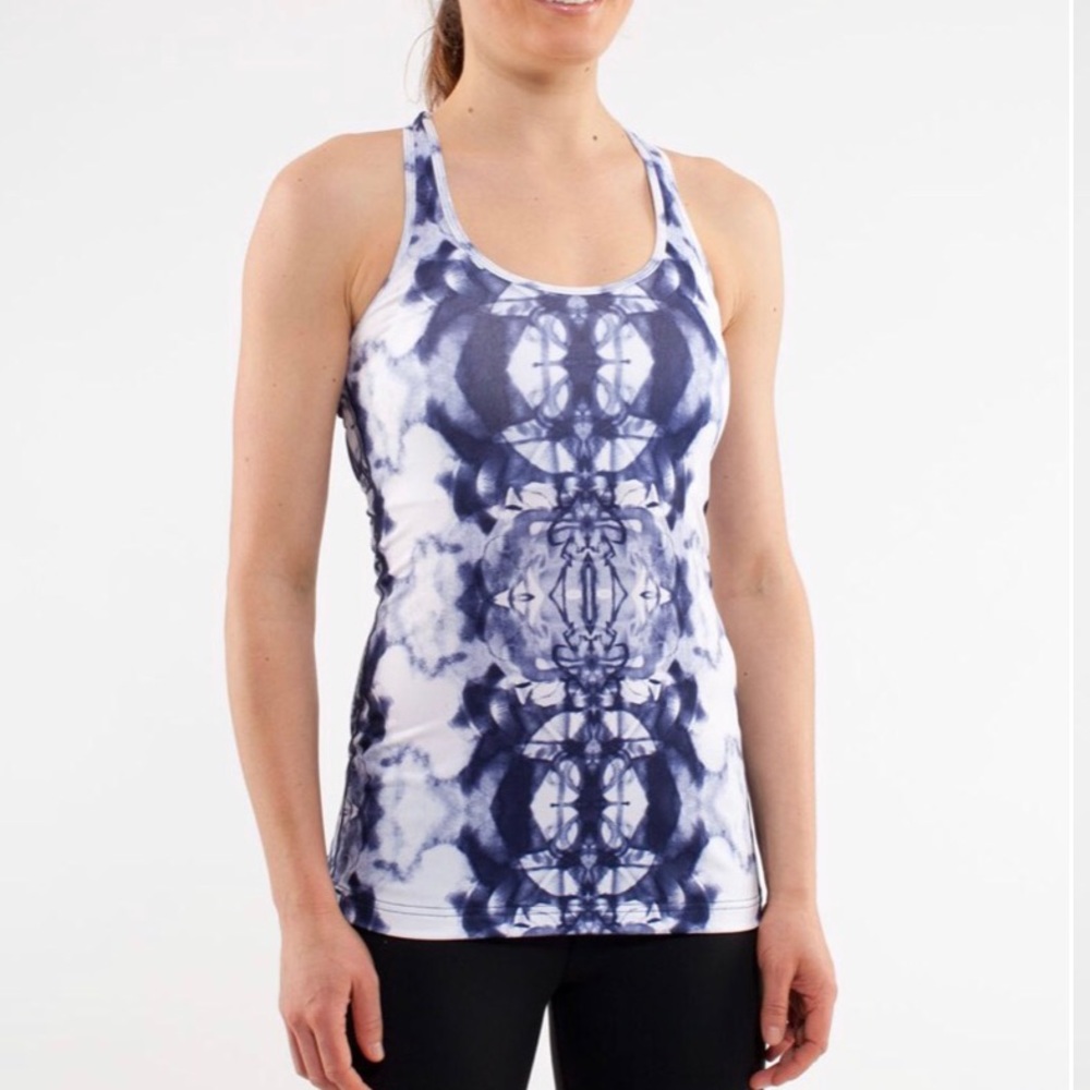 Lululemon Ink Blot White Deep Indigo Racerback